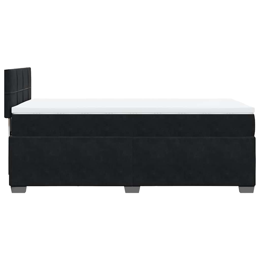 Sommier à lattes de lit avec matelas noir 90x190 cm simple velours - XIOS