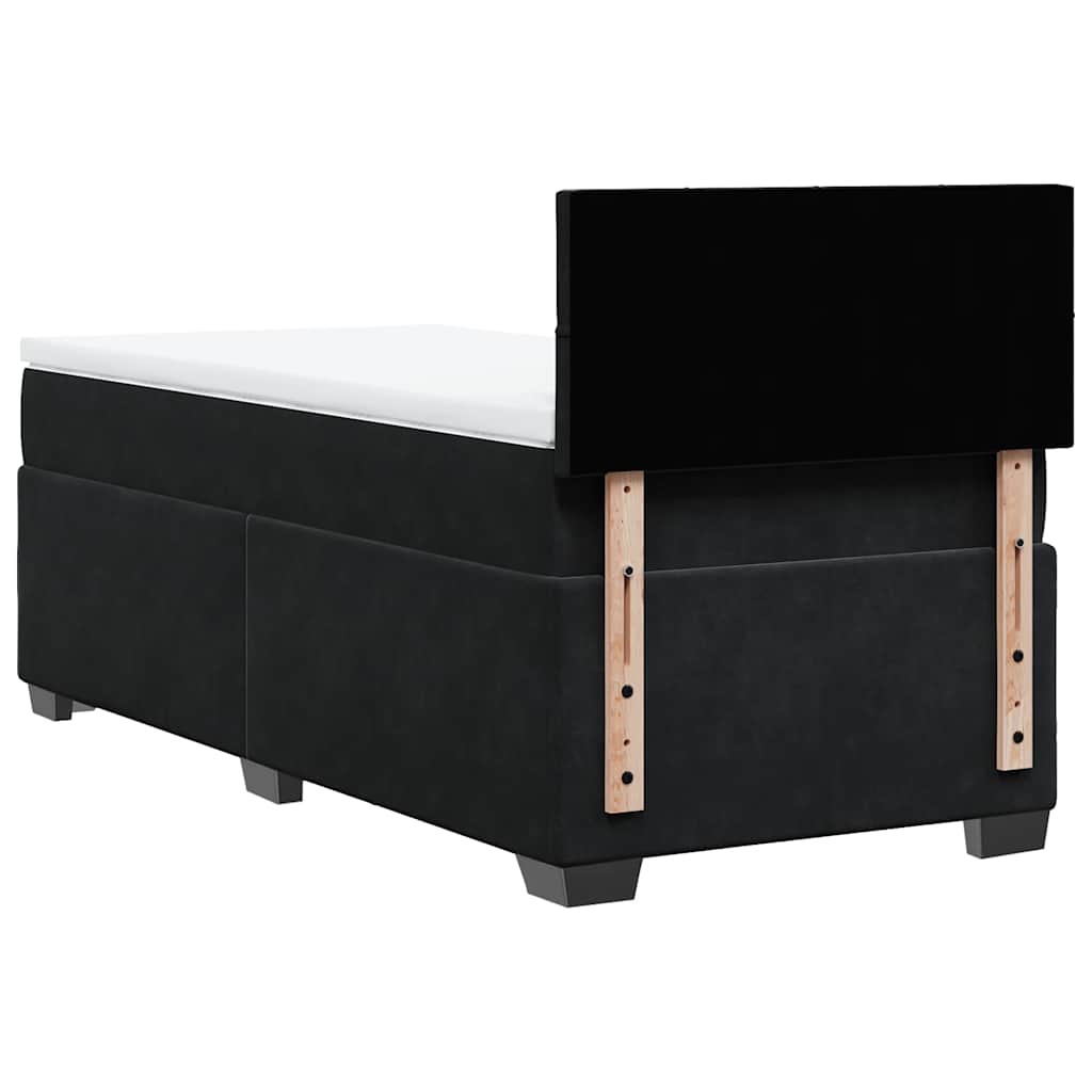 Sommier à lattes de lit avec matelas noir 90x190 cm simple velours - XIOS