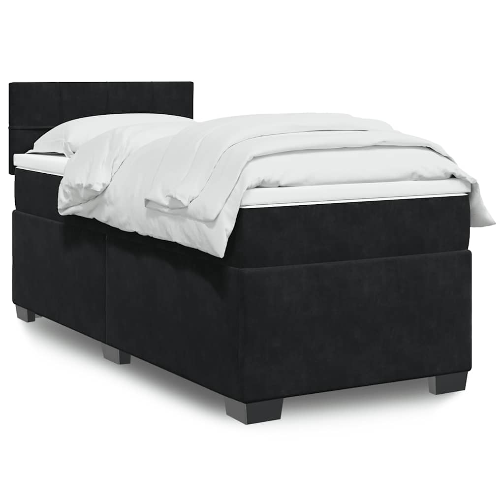 Sommier à lattes de lit avec matelas noir 90x190 cm simple velours - XIOS