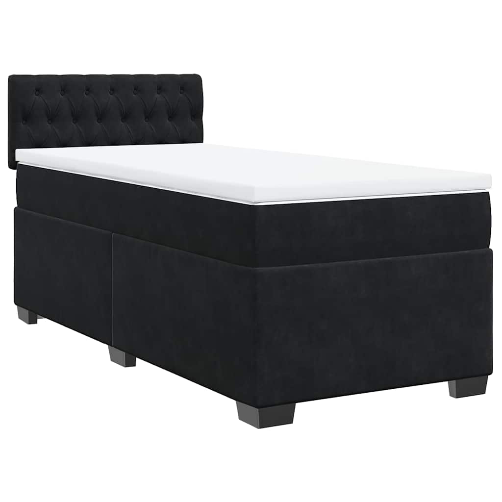 Sommier à lattes de lit avec matelas noir 90x190 cm simple velours - XIOS