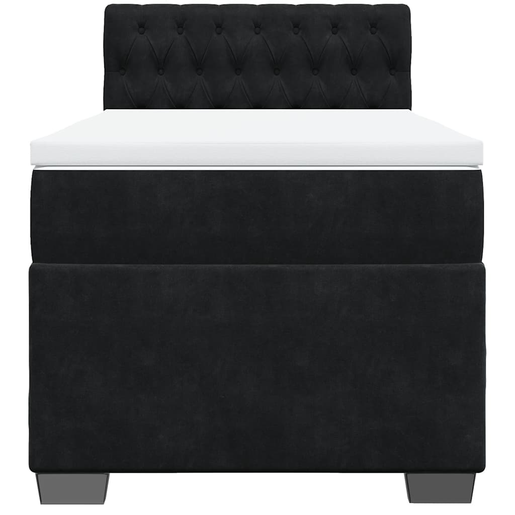 Sommier à lattes de lit avec matelas noir 90x190 cm simple velours - XIOS