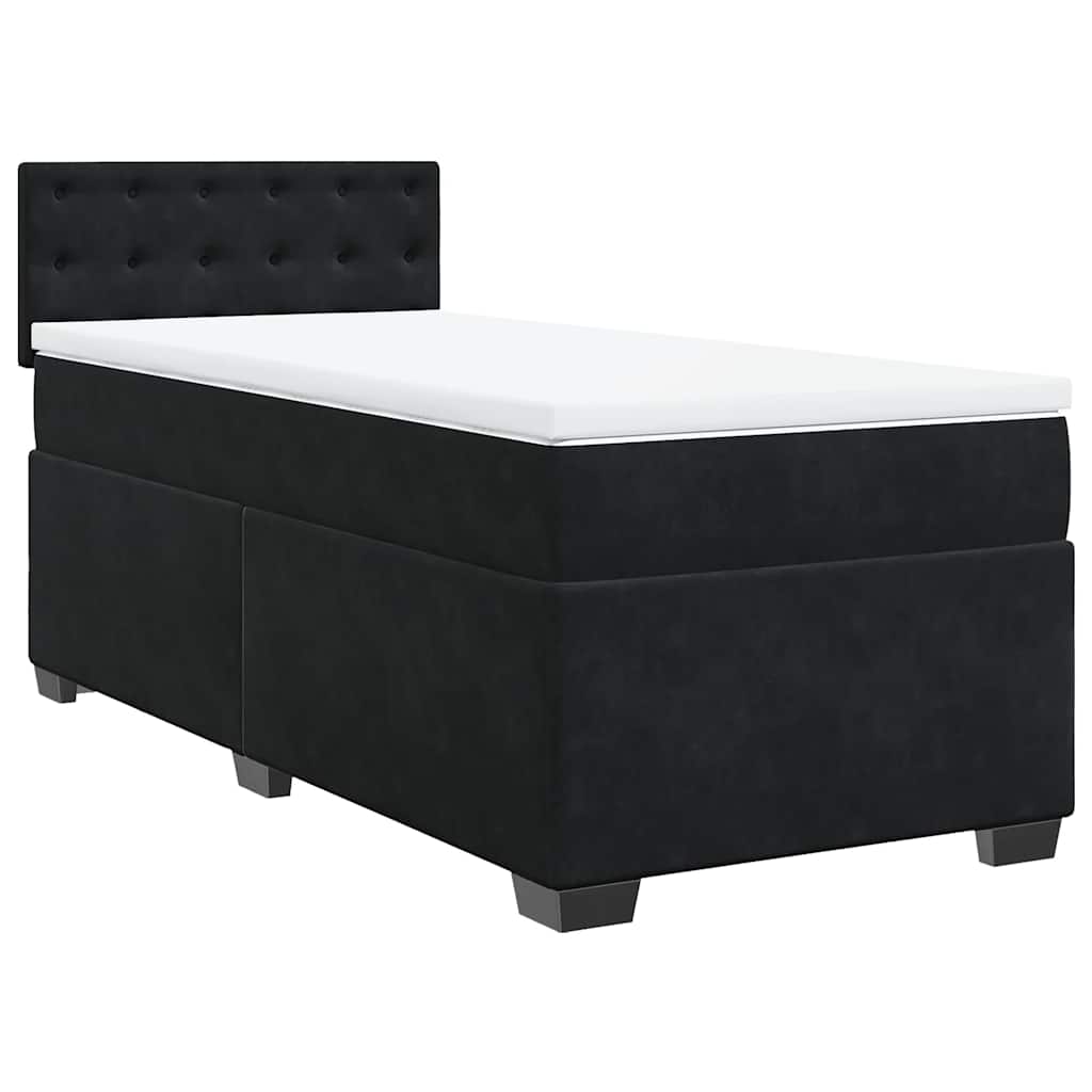Sommier à lattes de lit avec matelas noir 90x190 cm simple velours - XIOS