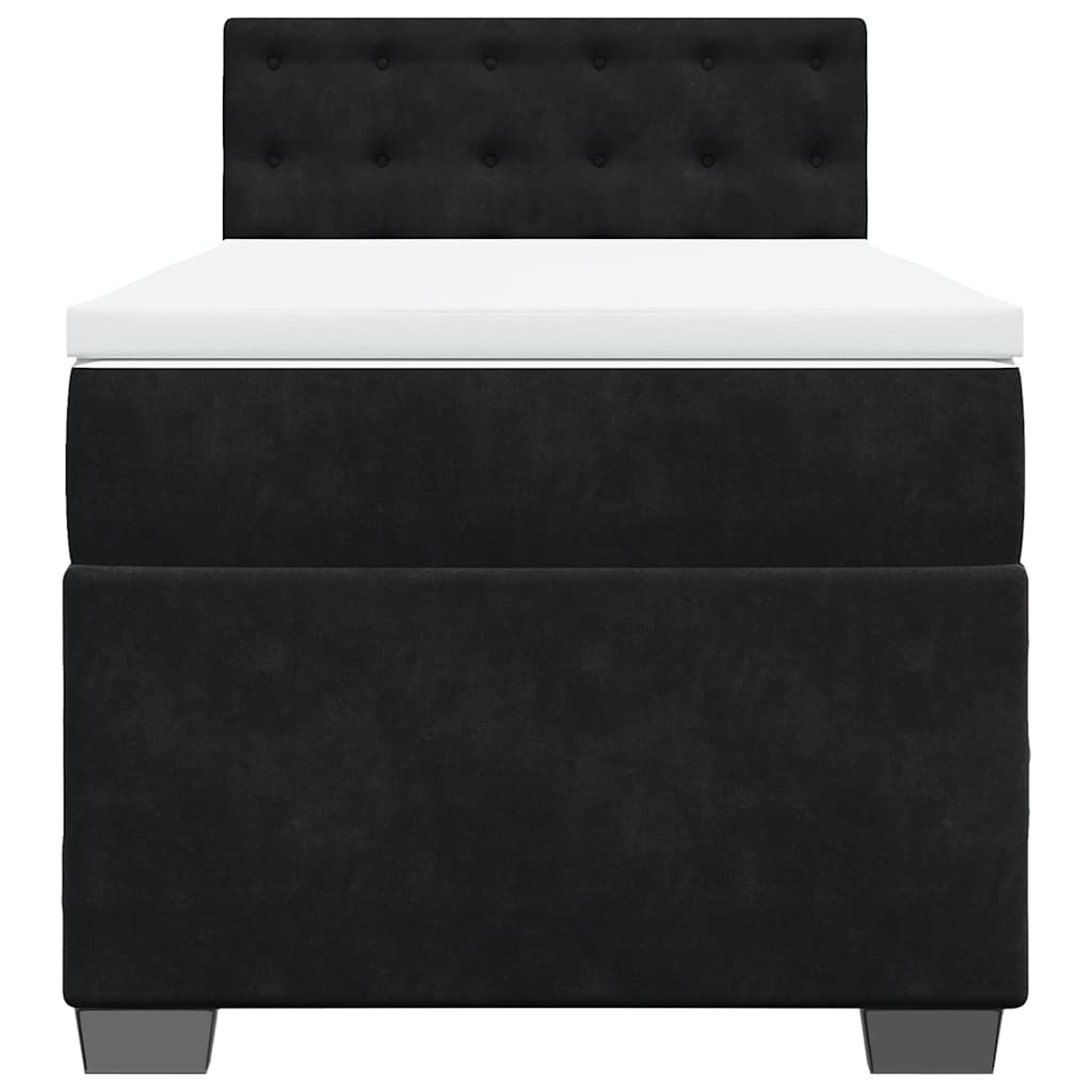 Sommier à lattes de lit avec matelas noir 90x190 cm simple velours - XIOS