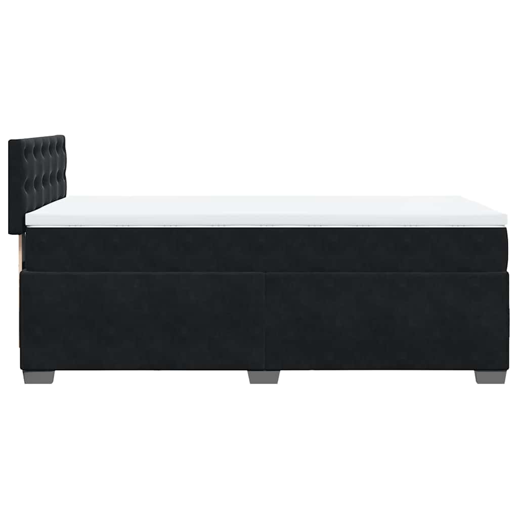Sommier à lattes de lit avec matelas noir 90x190 cm simple velours - XIOS