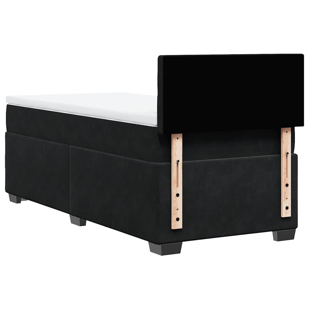 Sommier à lattes de lit avec matelas noir 90x190 cm simple velours - XIOS