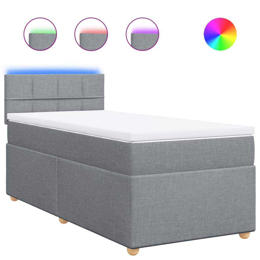 Sommier à lattes de lit avec matelas gris clair 80x200 cm tissu - XIOS