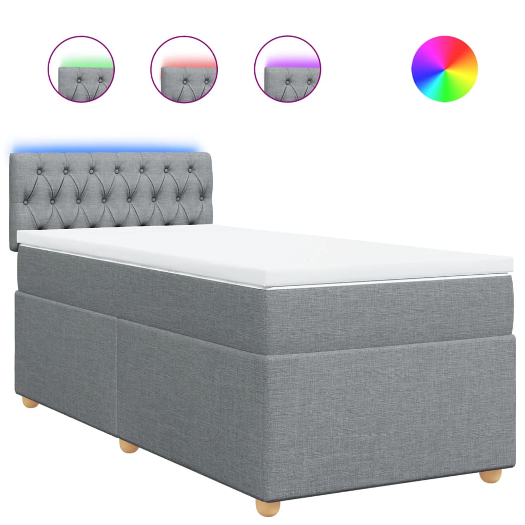 Sommier à lattes de lit avec matelas gris clair 80x200 cm tissu - XIOS