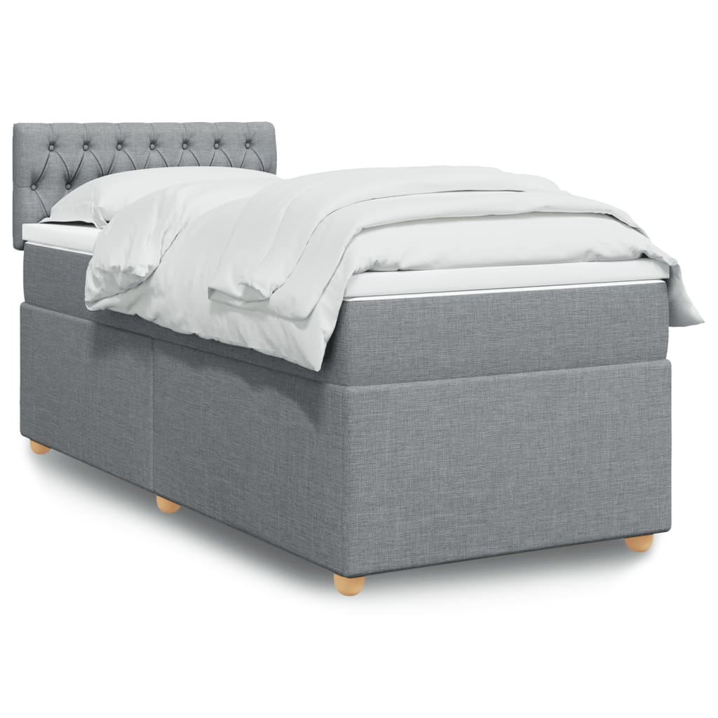 Sommier à lattes de lit avec matelas gris clair 80x200 cm tissu - XIOS