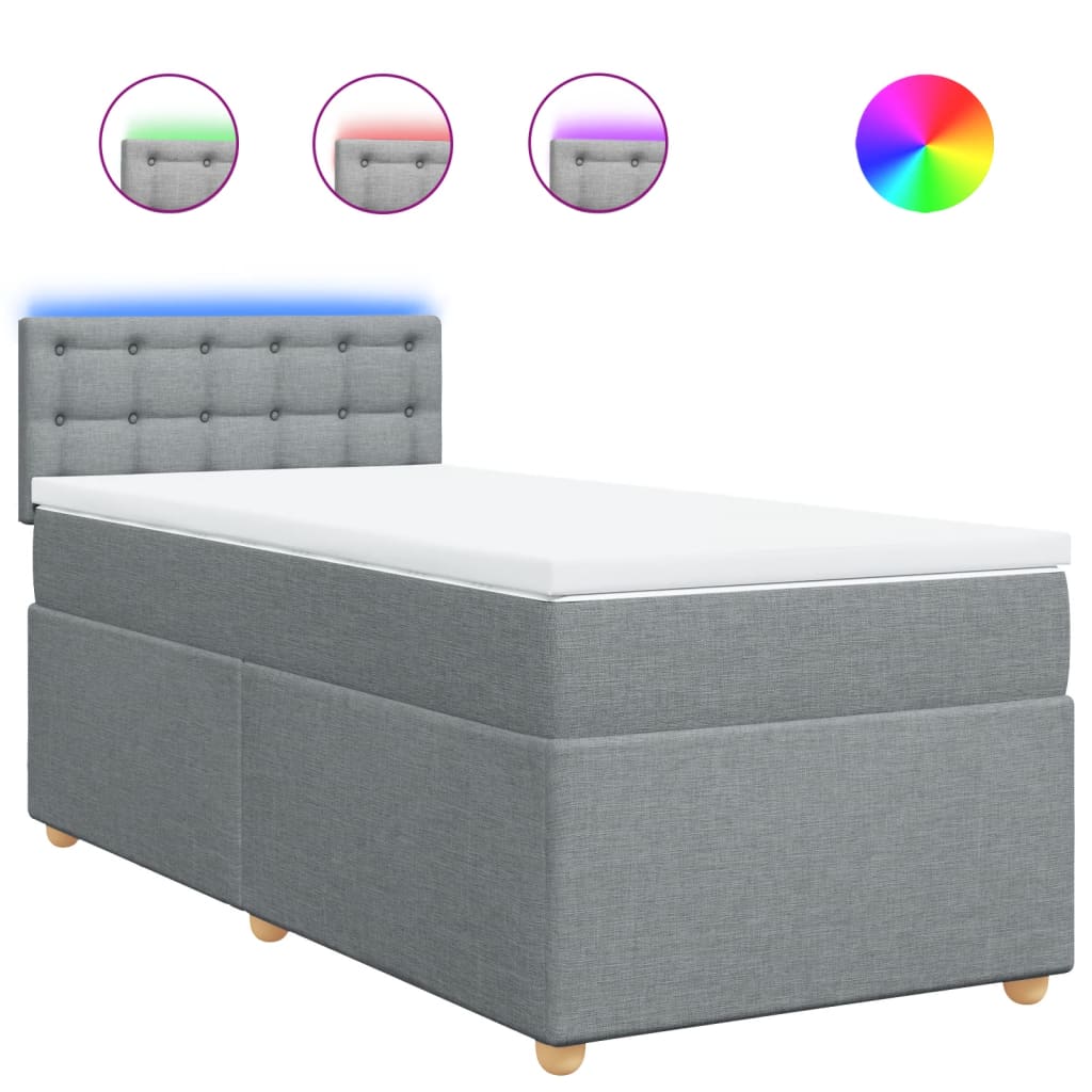 Sommier à lattes de lit avec matelas gris clair 80x200 cm tissu - XIOS