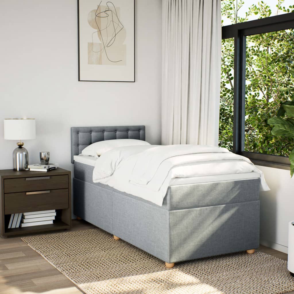 Sommier à lattes de lit avec matelas gris clair 80x200 cm tissu - XIOS