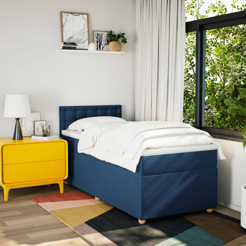Sommier à lattes de lit avec matelas Bleu 80x200 cm Tissu - XIOS