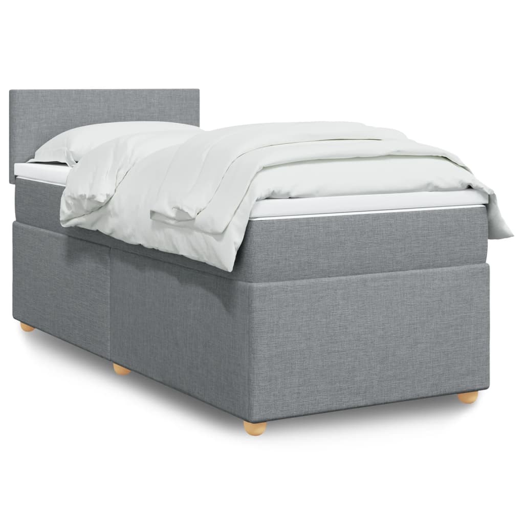 Sommier à lattes de lit et matelas Gris clair 90x190 cm Tissu - XIOS