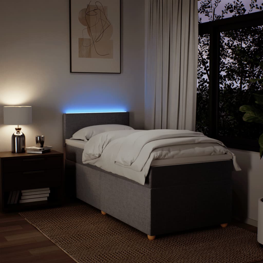 Sommier à lattes de lit avec matelas Taupe 90x190 cm Tissu - XIOS
