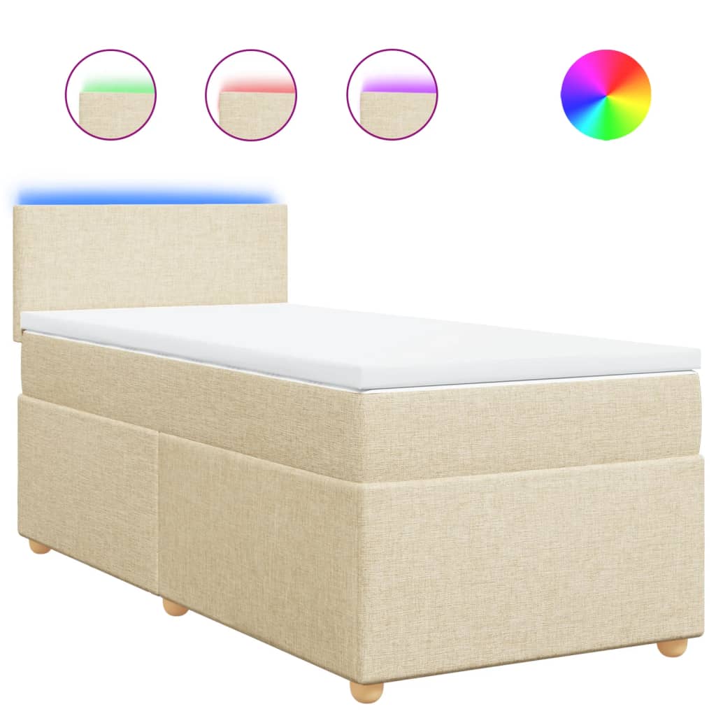 Sommier à lattes de lit et matelas Crème 90x190 cm Tissu - XIOS