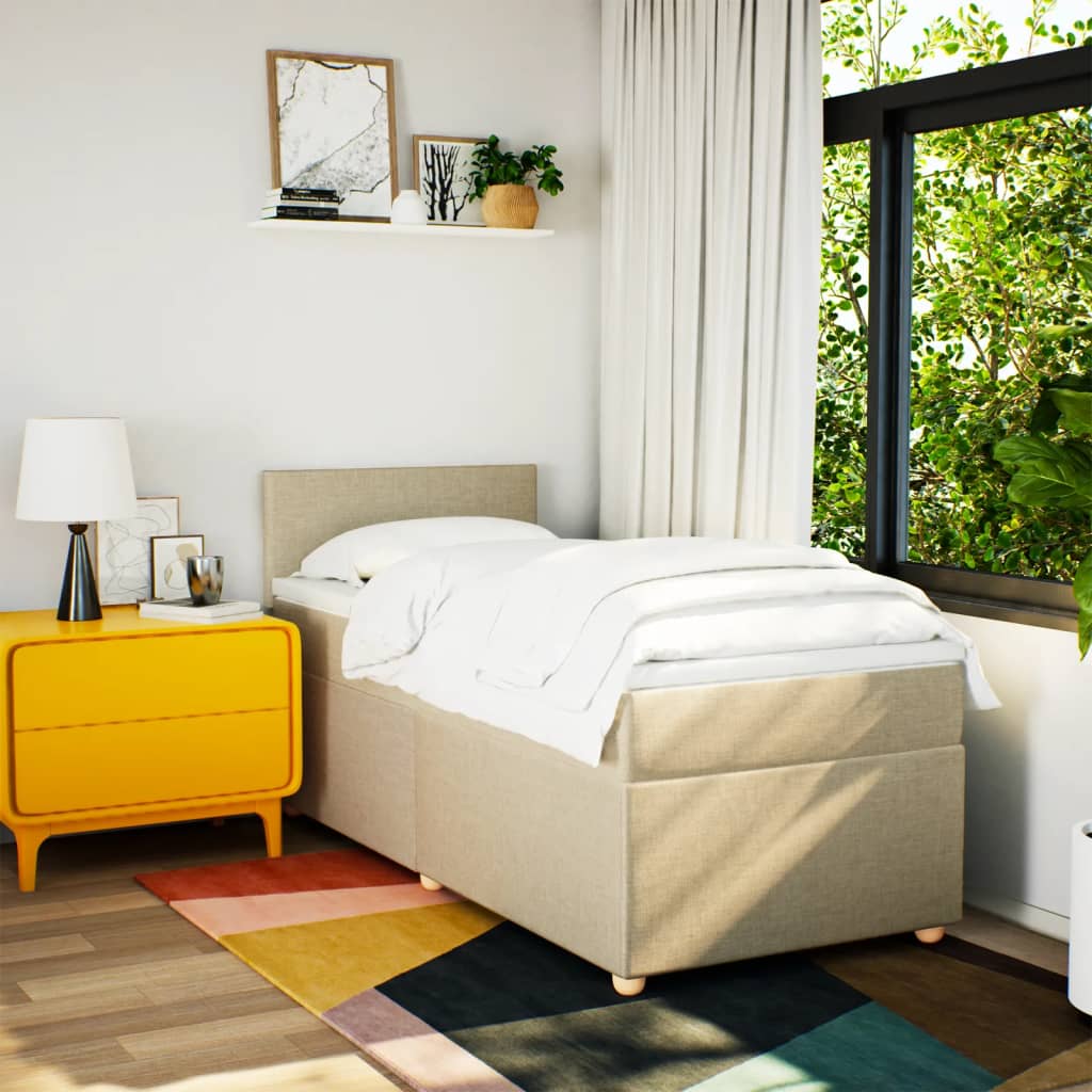 Sommier à lattes de lit et matelas Crème 90x190 cm Tissu - XIOS