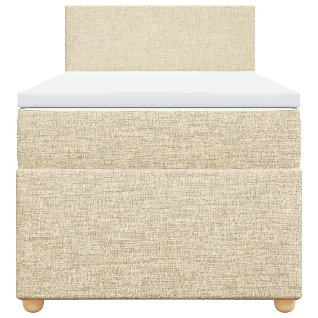Sommier à lattes de lit et matelas Crème 90x190 cm Tissu