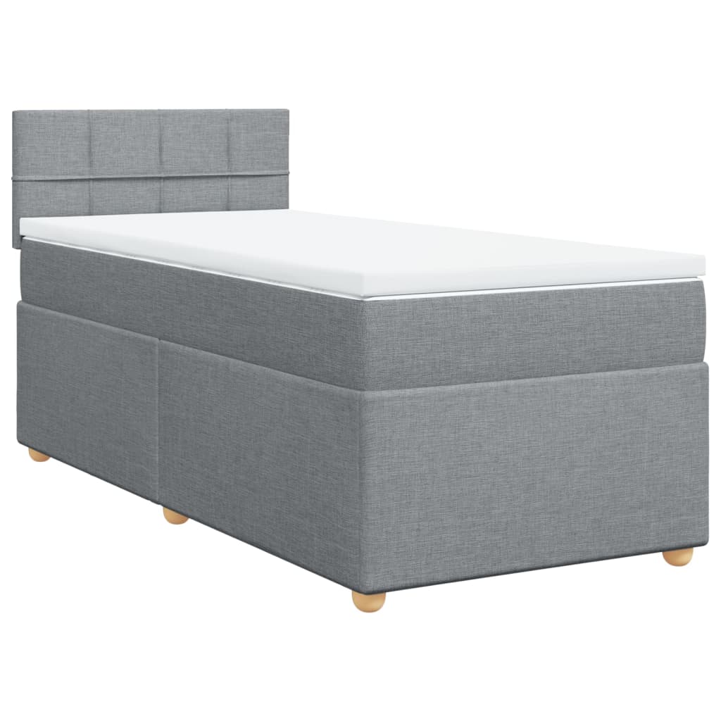 Sommier à lattes de lit et matelas Gris clair 90x190 cm Tissu - XIOS