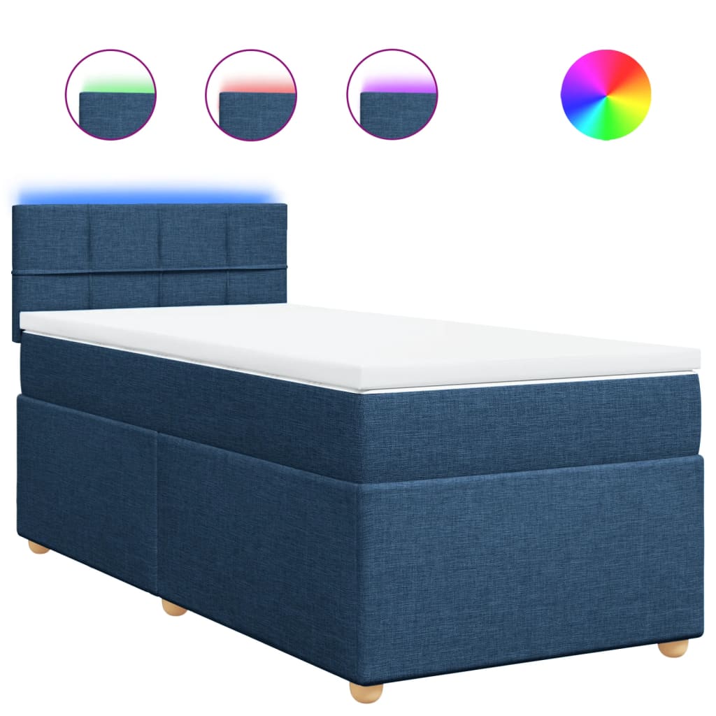 Sommier à lattes de lit avec matelas Bleu 90x190 cm Tissu - XIOS