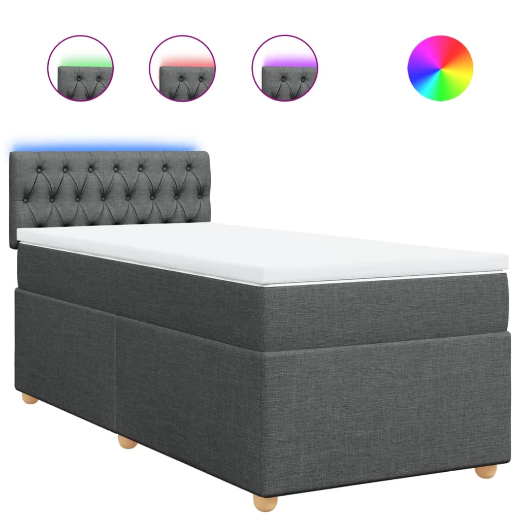 Sommier à lattes de lit et matelas Gris foncé 90x190 cm Tissu - XIOS