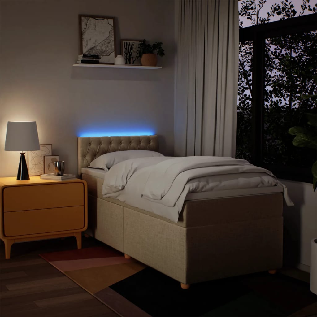 Sommier à lattes de lit et matelas Crème 90x190 cm Tissu - XIOS