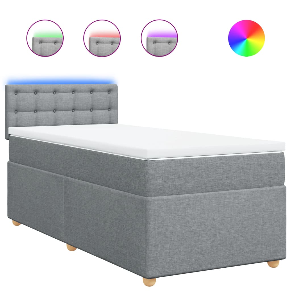 Sommier à lattes de lit et matelas Gris clair 90x190 cm Tissu - XIOS