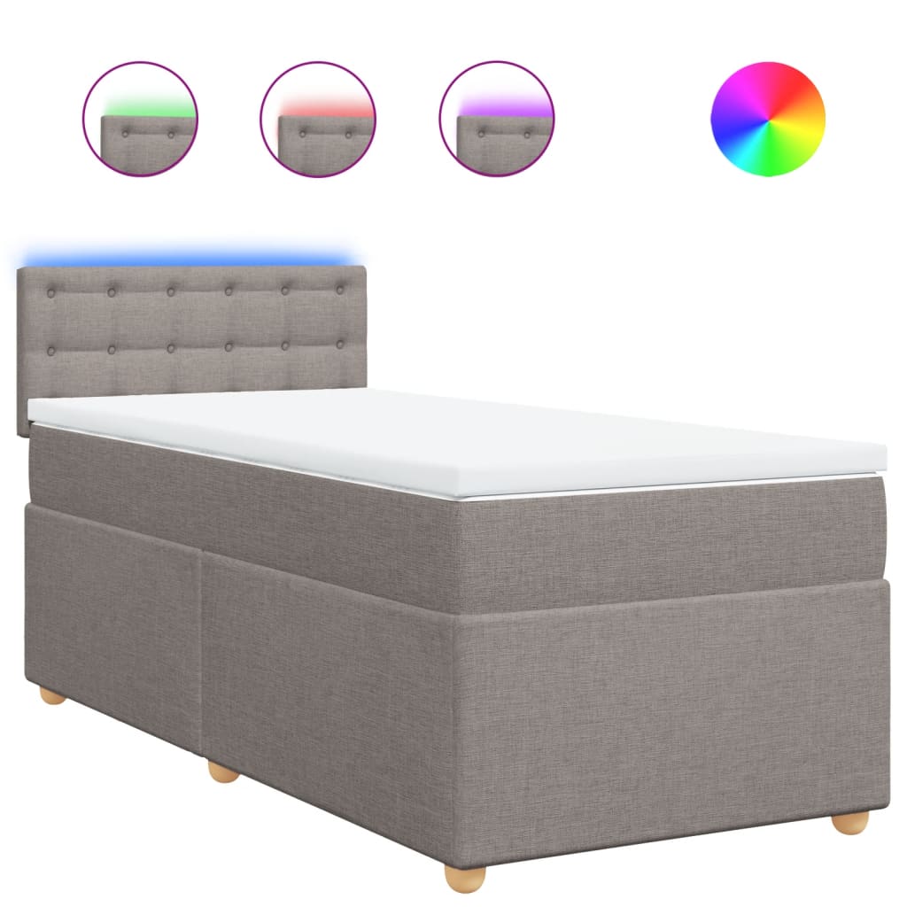 Sommier à lattes de lit avec matelas Taupe 90x190 cm Tissu - XIOS