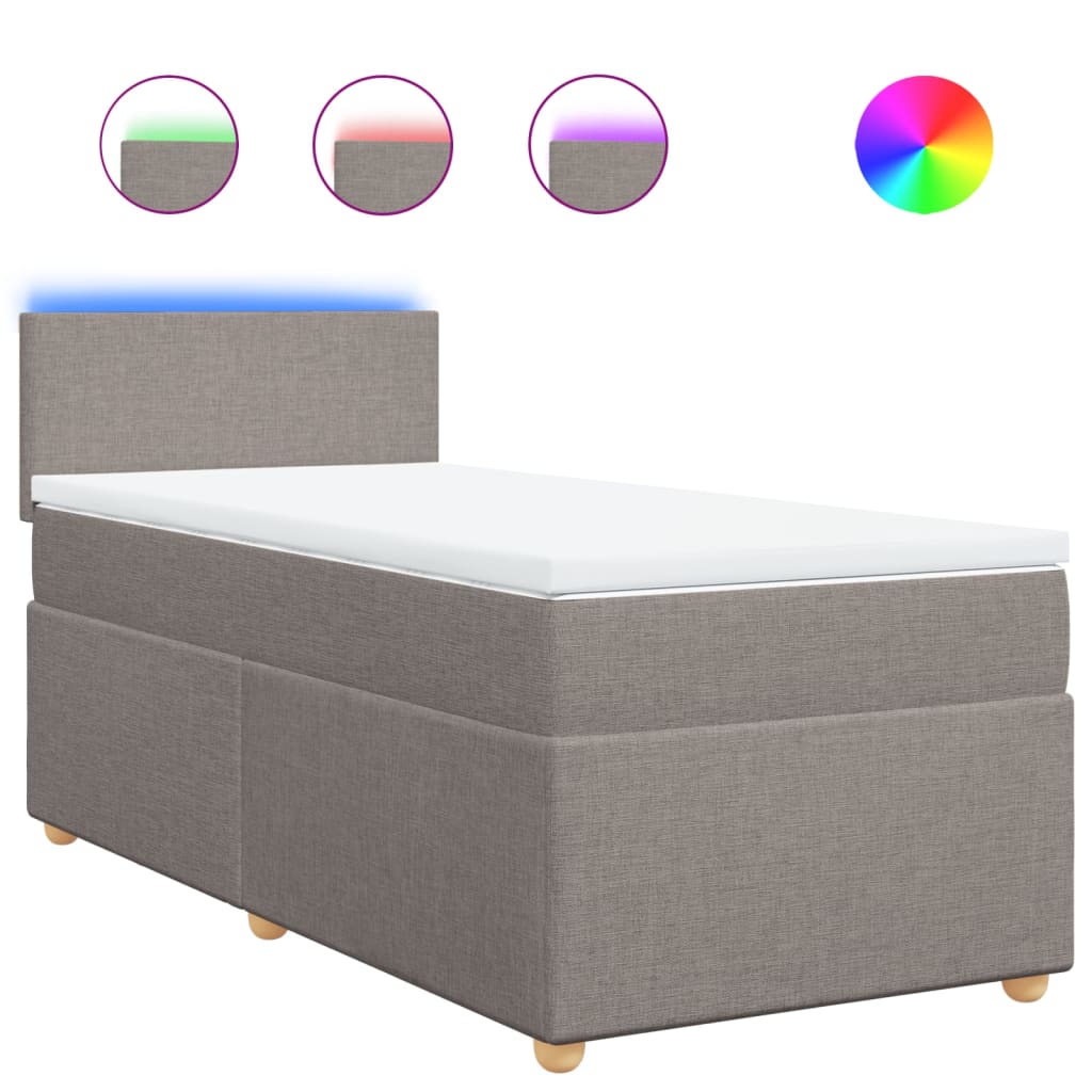 Sommier à lattes de lit avec matelas Taupe 90x200 cm Tissu - XIOS