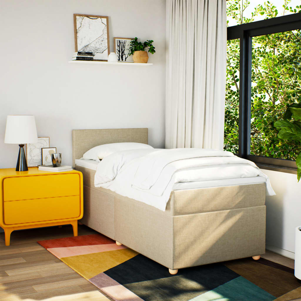 Sommier à lattes de lit avec matelas Crème 90x200 cm Tissu - XIOS