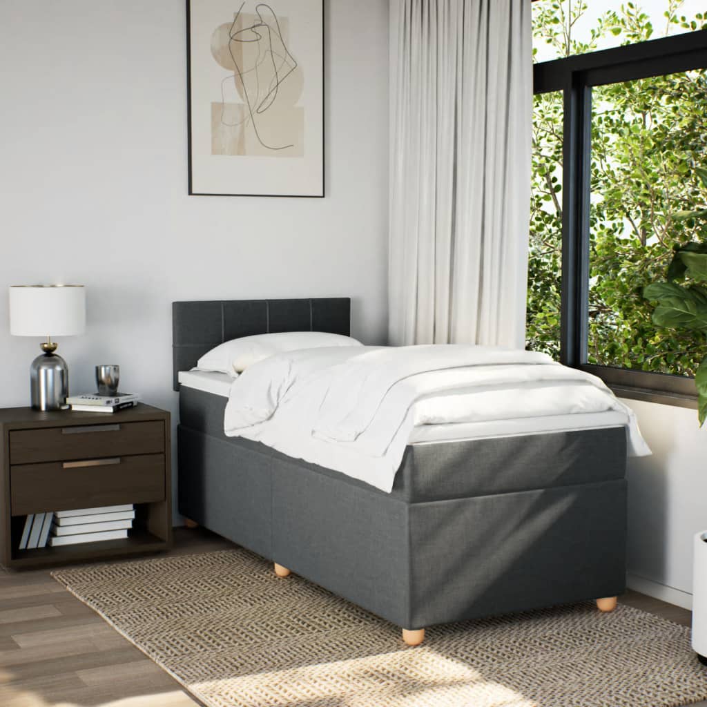 Sommier à lattes de lit avec matelas Gris foncé 90x200 cm Tissu - XIOS