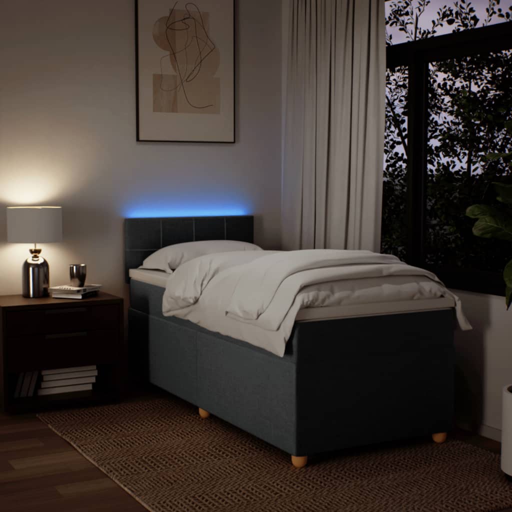 Sommier à lattes de lit avec matelas Gris foncé 90x200 cm Tissu - XIOS