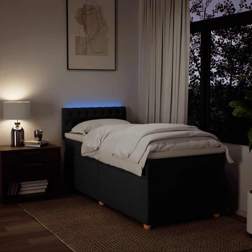 Sommier à lattes de lit avec matelas Noir 90x200 cm Tissu - XIOS