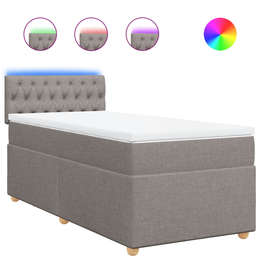 Sommier à lattes de lit avec matelas Taupe 90x200 cm Tissu - XIOS