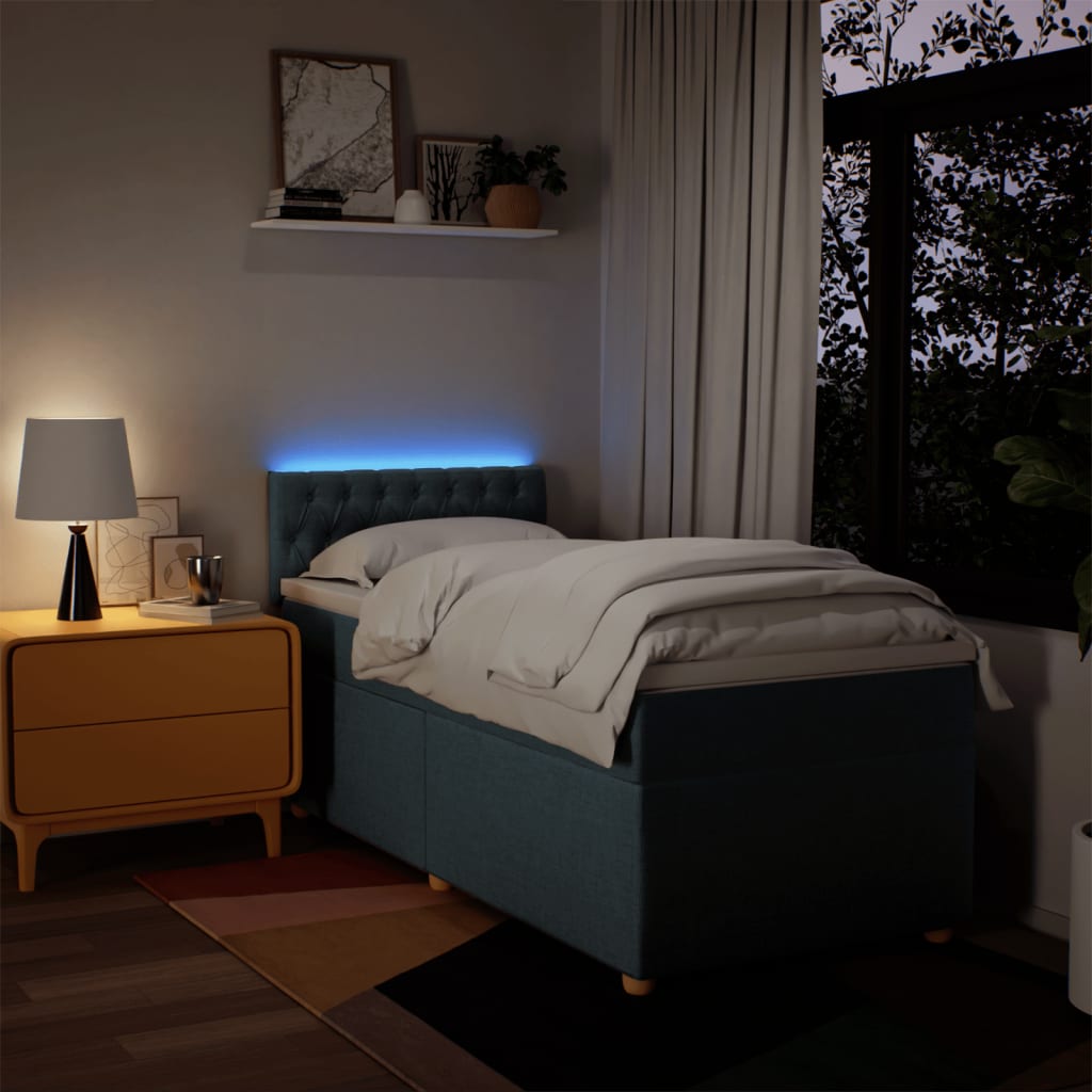 Sommier à lattes de lit avec matelas Bleu 90x200 cm Tissu - XIOS