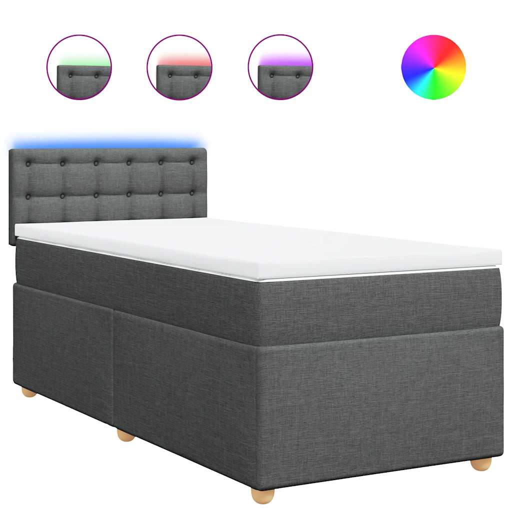 Sommier à lattes de lit avec matelas Gris foncé 90x200 cm Tissu - XIOS