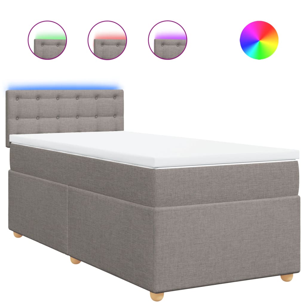 Sommier à lattes de lit avec matelas Taupe 90x200 cm Tissu - XIOS