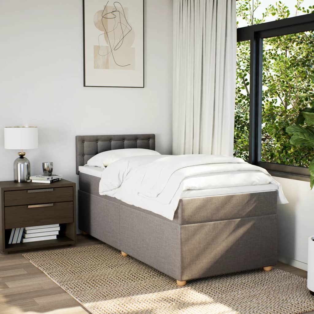 Sommier à lattes de lit avec matelas Taupe 90x200 cm Tissu - XIOS