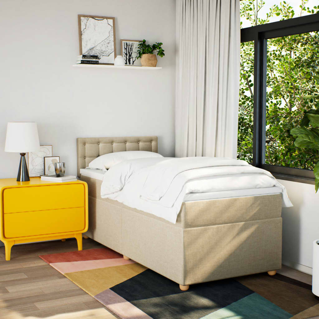 Sommier à lattes de lit avec matelas Crème 90x200 cm Tissu - XIOS