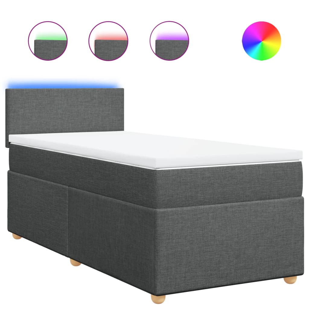Sommier à lattes de lit avec matelas Gris foncé 100x200cm Tissu - XIOS