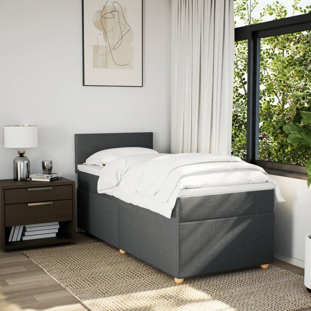 Sommier à lattes de lit avec matelas Gris foncé 100x200cm Tissu - XIOS