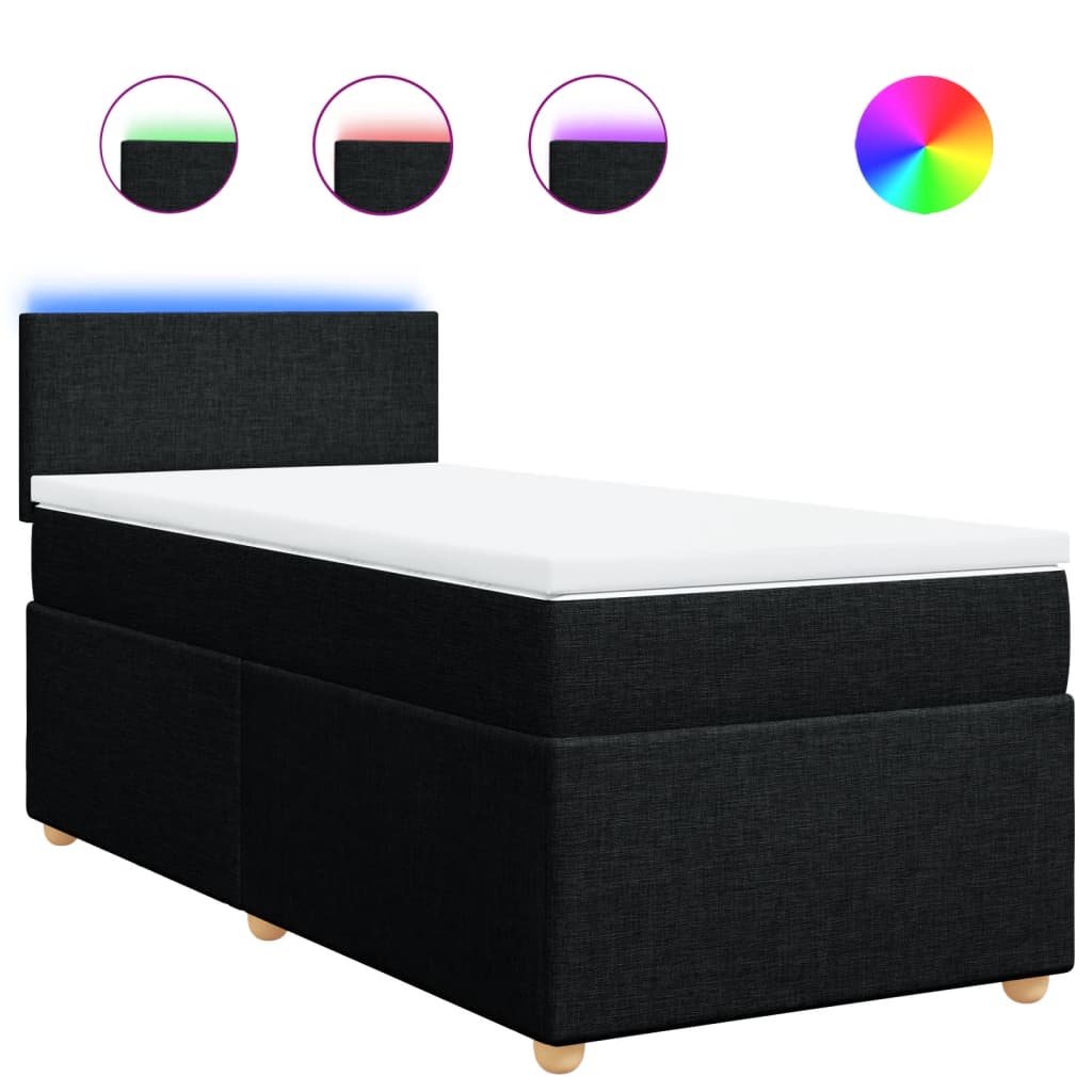Sommier à lattes de lit avec matelas Noir 100x200 cm Tissu - XIOS
