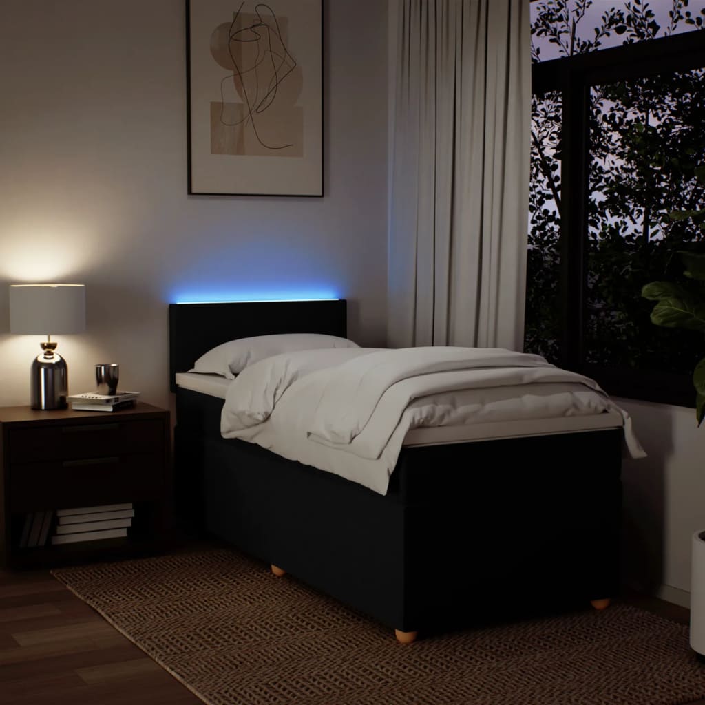 Sommier à lattes de lit avec matelas Noir 100x200 cm Tissu - XIOS