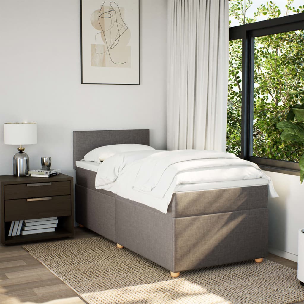 Sommier à lattes de lit avec matelas Taupe 100x200 cm Tissu - XIOS