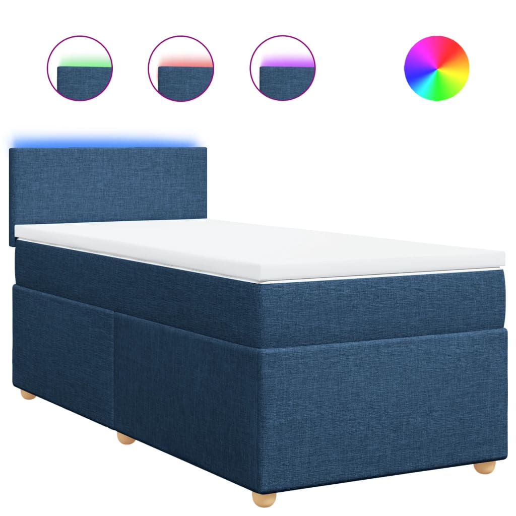 Sommier à lattes de lit avec matelas Bleu 100x200 cm Tissu - XIOS