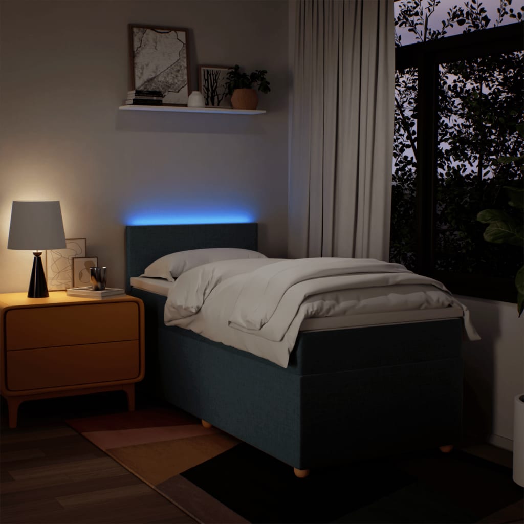 Sommier à lattes de lit avec matelas Bleu 100x200 cm Tissu - XIOS