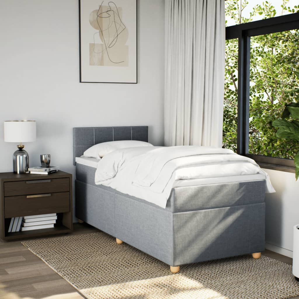 Sommier à lattes de lit avec matelas Gris clair 100x200cm Tissu - XIOS
