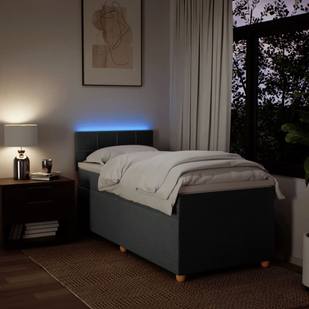 Sommier à lattes de lit avec matelas Gris foncé 100x200cm Tissu - XIOS