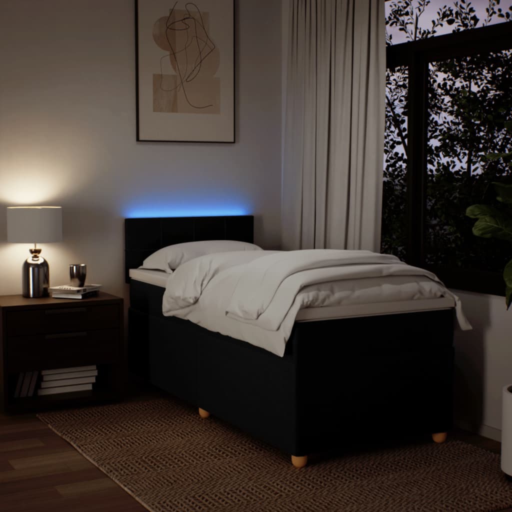 Sommier à lattes de lit avec matelas Noir 100x200 cm Tissu - XIOS