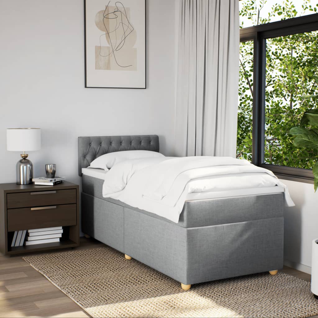 Sommier à lattes de lit avec matelas Gris clair 100x200cm Tissu - XIOS