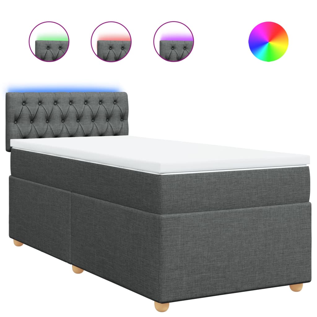 Sommier à lattes de lit avec matelas Gris foncé 100x200cm Tissu - XIOS