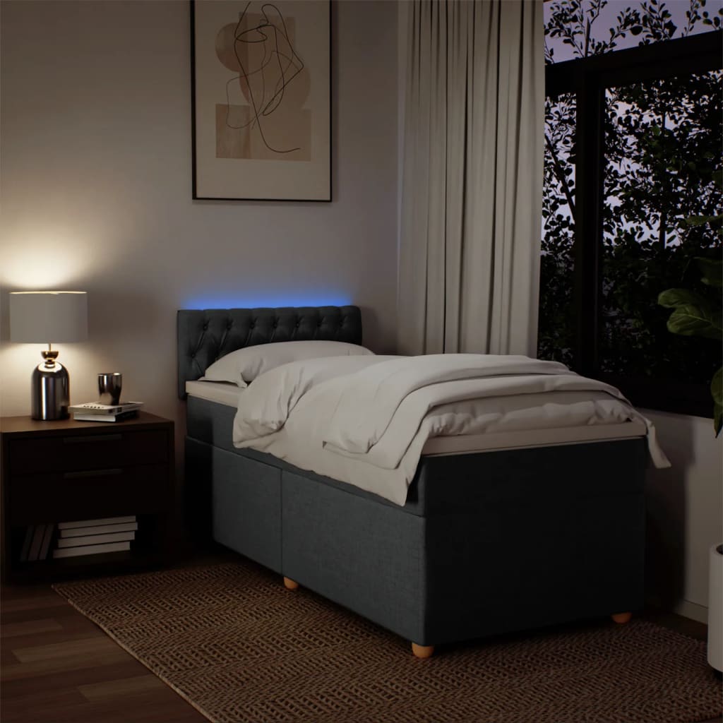 Sommier à lattes de lit avec matelas Gris foncé 100x200cm Tissu - XIOS
